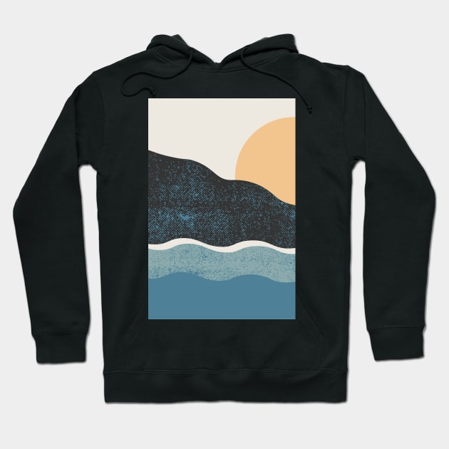 Ocean Lovers - Nature Lovers - Landscape Art - Mountains Hiking - Sunset Adventure - Blue Lagoon - Seaside Art - Sunrise Mountains Hoodie by waltzart